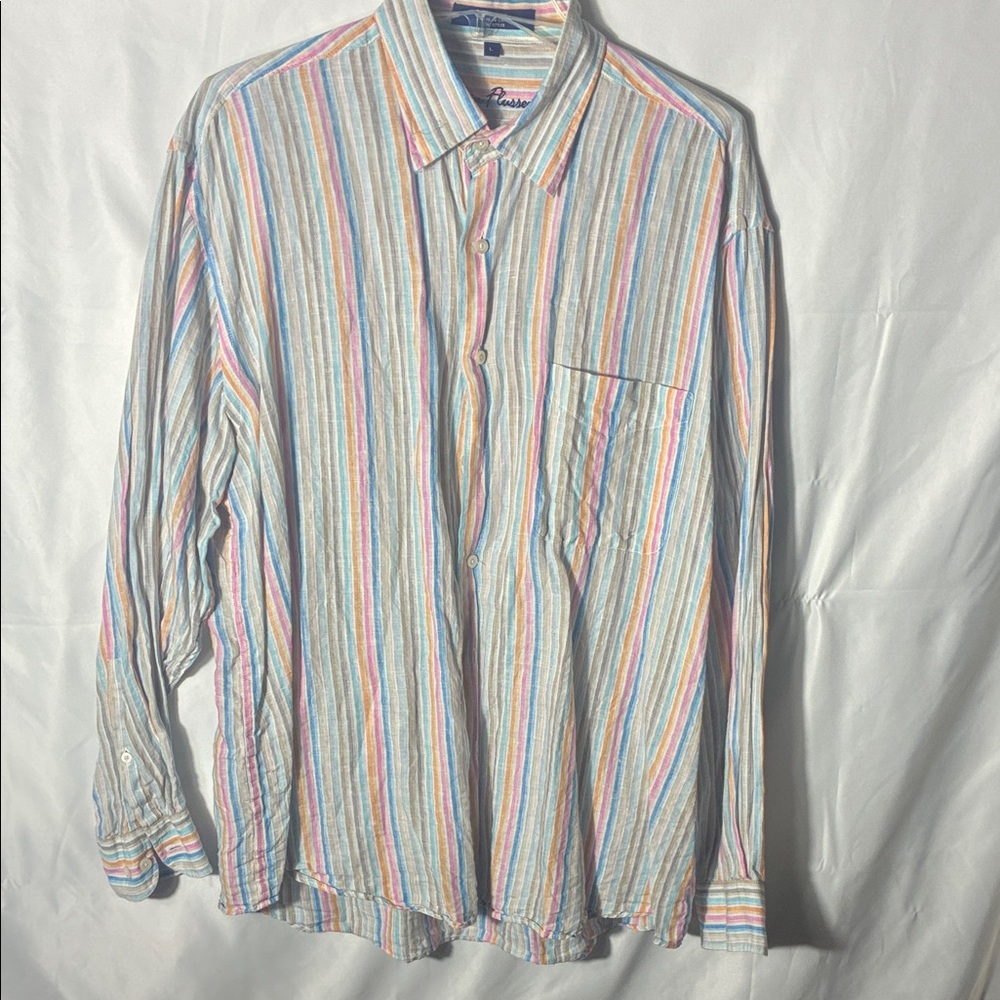 Alan Flusser 100% linen size large long sleeve shirt